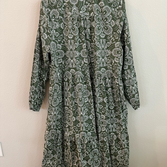 Lane Bryant Green Long-Sleeve Collared Popover Midi Dress Size 18 - Picture 7 of 9